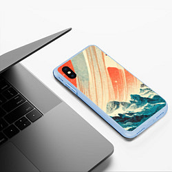 Чехол iPhone XS Max матовый Иллюстрация ретро пейзаж, цвет: 3D-голубой — фото 2