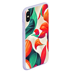 Чехол iPhone XS Max матовый Элегантный цветочный орнамент, цвет: 3D-светло-сиреневый — фото 2