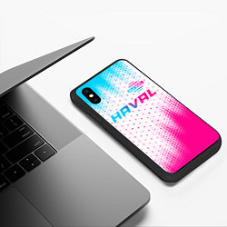 Чехол iPhone XS Max матовый Haval neon gradient style: символ сверху, цвет: 3D-черный — фото 2