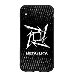 Чехол iPhone XS Max матовый Metallica с потертостями на темном фоне, цвет: 3D-черный