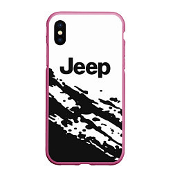 Чехол iPhone XS Max матовый Jeep - textura, цвет: 3D-малиновый