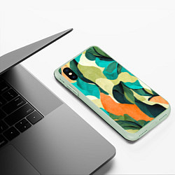 Чехол iPhone XS Max матовый Multicoloured camouflage, цвет: 3D-салатовый — фото 2