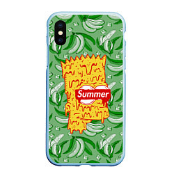 Чехол iPhone XS Max матовый Барт Симпсон - Summer, цвет: 3D-голубой