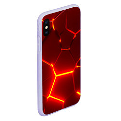 Чехол iPhone XS Max матовый Красные неоновые геометрические плиты, цвет: 3D-светло-сиреневый — фото 2