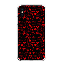 Чехол iPhone XS Max матовый Знаки нашей любви, цвет: 3D-белый