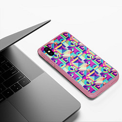 Чехол iPhone XS Max матовый Геометрия абстрактный паттерн, цвет: 3D-малиновый — фото 2