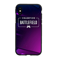 Чехол iPhone XS Max матовый Battlefield gaming champion: рамка с лого и джойст, цвет: 3D-черный