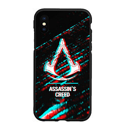 Чехол iPhone XS Max матовый Assassins Creed в стиле glitch и баги графики на т, цвет: 3D-черный