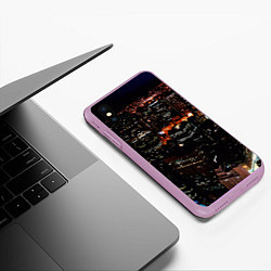 Чехол iPhone XS Max матовый Ночной город - вид с высоты, цвет: 3D-сиреневый — фото 2