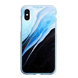 Чехол iPhone XS Max матовый Тёмно-синий мрамор
