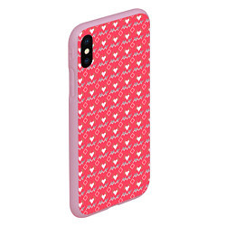 Чехол iPhone XS Max матовый Сердечки и линии - абстракция, цвет: 3D-розовый — фото 2