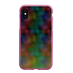 Чехол iPhone XS Max матовый Неоновый сетчатый узор, цвет: 3D-малиновый