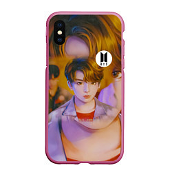 Чехол iPhone XS Max матовый BTS JK DNA, цвет: 3D-малиновый