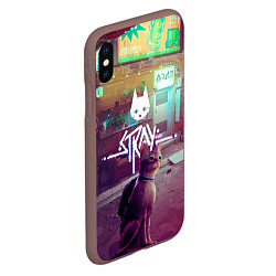 Чехол iPhone XS Max матовый Stray - котик - neon, цвет: 3D-коричневый — фото 2