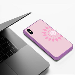 Чехол iPhone XS Max матовый Розовая геометрическая абстракция Круговой принт Б, цвет: 3D-фиолетовый — фото 2