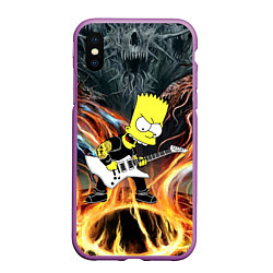 Чехол iPhone XS Max матовый Барт Симпсон - соло на гитаре, цвет: 3D-фиолетовый