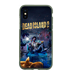 Чехол iPhone XS Max матовый Dead island 2 герой в ночи, цвет: 3D-темно-зеленый