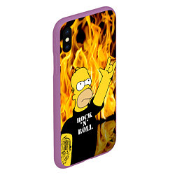 Чехол iPhone XS Max матовый Homer Simpson - Rock n Roll!, цвет: 3D-фиолетовый — фото 2