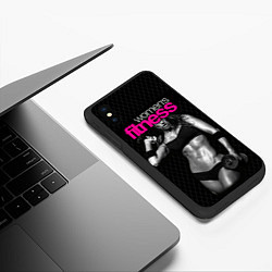 Чехол iPhone XS Max матовый Фитнес-модель с гантелями, цвет: 3D-черный — фото 2