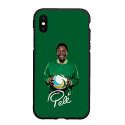 Чехол iPhone XS Max матовый Пеле PELE легенда футбола, цвет: 3D-черный