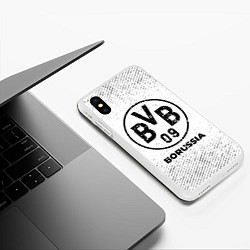 Чехол iPhone XS Max матовый Borussia с потертостями на светлом фоне, цвет: 3D-белый — фото 2