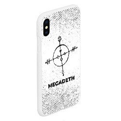 Чехол iPhone XS Max матовый Megadeth с потертостями на светлом фоне, цвет: 3D-белый — фото 2