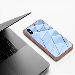 Чехол iPhone XS Max матовый Паттерн из треугольников, цвет: 3D-коричневый — фото 2