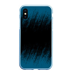 Чехол iPhone XS Max матовый Синие штрихи на черном, цвет: 3D-голубой
