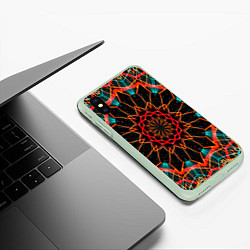 Чехол iPhone XS Max матовый Фрактальная мандала, цвет: 3D-салатовый — фото 2