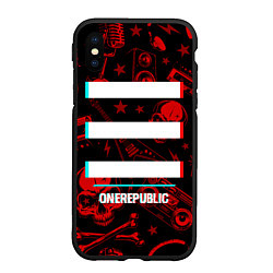 Чехол iPhone XS Max матовый OneRepublic rock glitch, цвет: 3D-черный