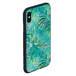 Чехол iPhone XS Max матовый Тропические листья на зеленом фоне, цвет: 3D-черный — фото 2