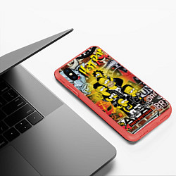 Чехол iPhone XS Max матовый Simpsons & Punks not dead! Motto!, цвет: 3D-красный — фото 2
