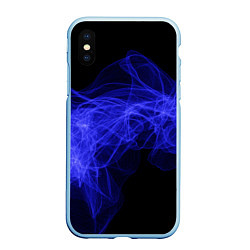 Чехол iPhone XS Max матовый Синяя звуковая волна, цвет: 3D-голубой