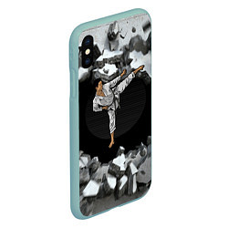 Чехол iPhone XS Max матовый Боевые искусства - каратист, цвет: 3D-мятный — фото 2