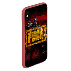 Чехол iPhone XS Max матовый PUBG red theme, цвет: 3D-красный — фото 2