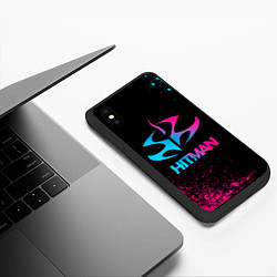 Чехол iPhone XS Max матовый Hitman - neon gradient, цвет: 3D-черный — фото 2