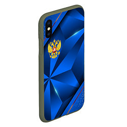 Чехол iPhone XS Max матовый Герб РФ на синем объемном фоне, цвет: 3D-темно-зеленый — фото 2