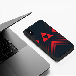 Чехол iPhone XS Max матовый Красный символ Zelda на темном фоне со стрелками, цвет: 3D-черный — фото 2