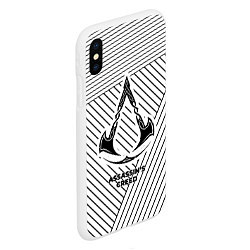 Чехол iPhone XS Max матовый Символ Assassins Creed на светлом фоне с полосами, цвет: 3D-белый — фото 2