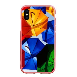 Чехол iPhone XS Max матовый Разноцветные зонтики, цвет: 3D-баблгам