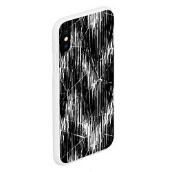 Чехол iPhone XS Max матовый Черно-белые штрихи, зигзаг, цвет: 3D-белый — фото 2