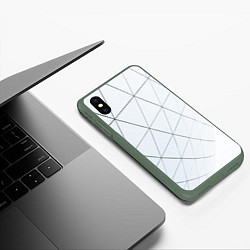 Чехол iPhone XS Max матовый Геометрические сеточные линии, цвет: 3D-темно-зеленый — фото 2