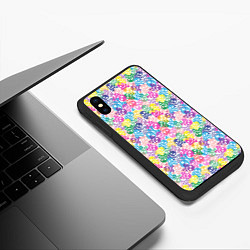 Чехол iPhone XS Max матовый Череп и сердца, цвет: 3D-черный — фото 2