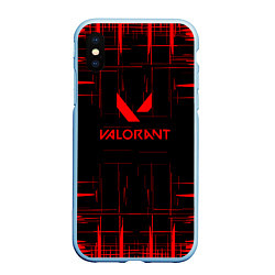 Чехол iPhone XS Max матовый Valorant красные полосы, цвет: 3D-голубой