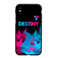 Чехол iPhone XS Max матовый Destiny - neon gradient: символ сверху, цвет: 3D-черный