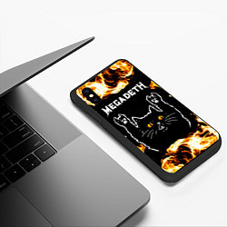 Чехол iPhone XS Max матовый Megadeth рок кот и огонь, цвет: 3D-черный — фото 2