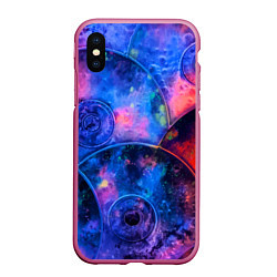 Чехол iPhone XS Max матовый Композиция из дисков, цвет: 3D-малиновый