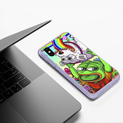 Чехол iPhone XS Max матовый Pepes world, цвет: 3D-светло-сиреневый — фото 2