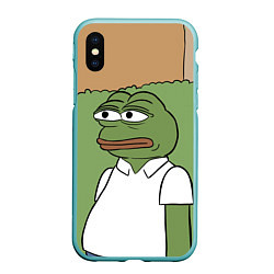 Чехол iPhone XS Max матовый Pepe Gomer прячется в кусты, цвет: 3D-мятный