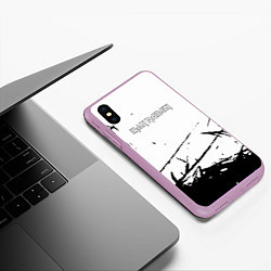 Чехол iPhone XS Max матовый Iron Maiden черная текстура, цвет: 3D-сиреневый — фото 2